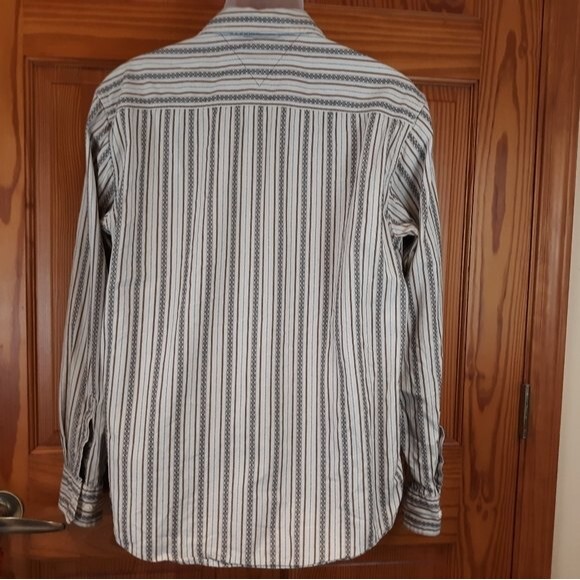 Tommy Hilfiger Retro Striped Button Down Shirt Large - White Vertical Cotton - Picture 7 of 9